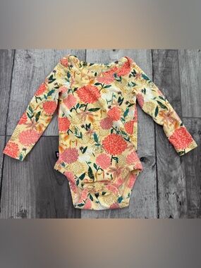Tea Collection Pink Multicolor Floral Patterned Longsleeve Bodysuit 3-6 Month